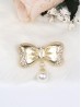 Rhinestone and Pearl Bowknot Brooch Clip