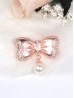 Rhinestone and Pearl Bowknot Brooch Clip