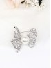 Rhinestone and Pearl Bowknot Brooch Clip