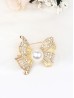 Rhinestone and Pearl Bowknot Brooch Clip