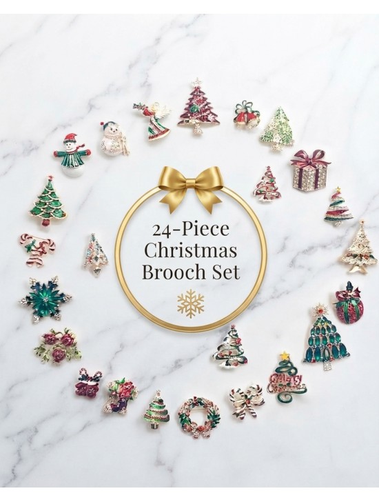 Holiday Brooches Assortment Set (24pcs)