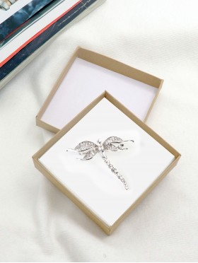 Rhinestone Dragonfly Brooch W/ Gift Box 