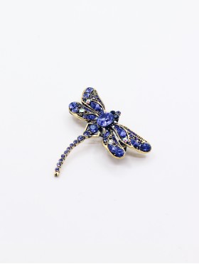 Multi Rhinestone Dragonfly Brooch