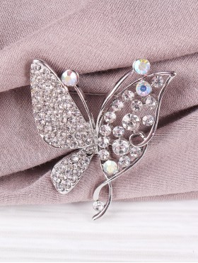 Butterfly Design Rhinestone Brooch