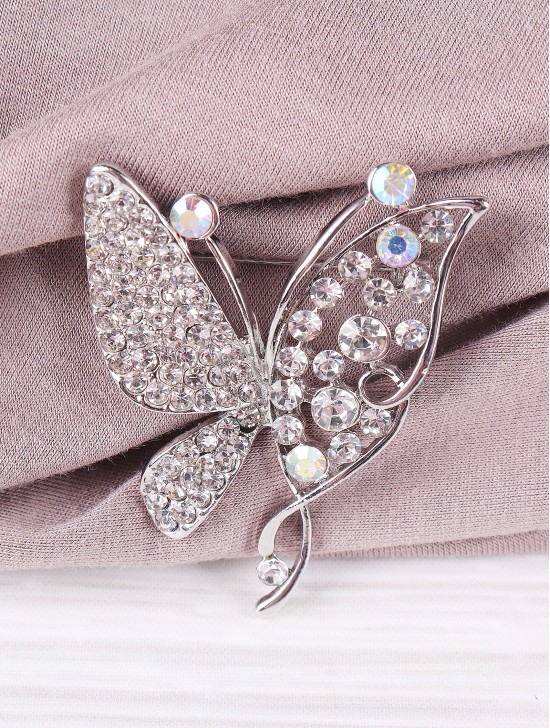 Butterfly Design Rhinestone Brooch 