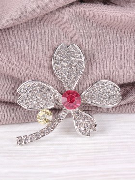 Flower Design Rhinestone Brooch 