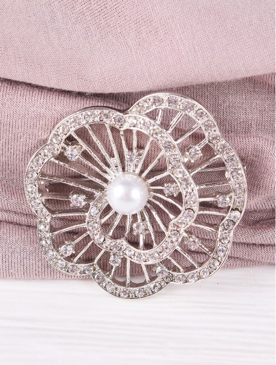 Flower Design Rhinestone Brooch 