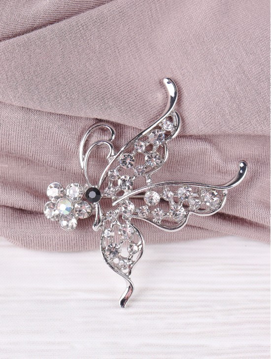 Butterfly Design Rhinestone Brooch 