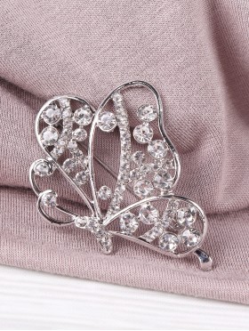 Butterfly Design Rhinestone Brooch 