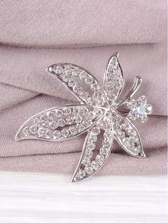 Maple Leaf Rhinestone Brooch 