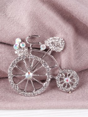 Bicycle Design Rhinestone Brooch 