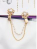 Clip on Rhinestone & Pearl Flower Brooch/Sweater Link Clip