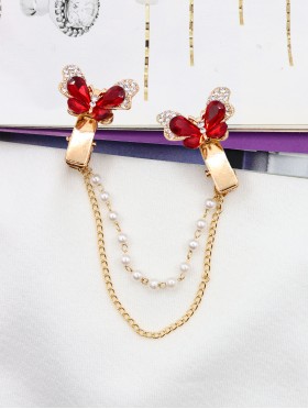 Clip on Rhinestone Butterfly Brooch/Sweater Link Clip
