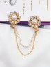 Clip on Rhinestone & Pearl Flower Brooch/Sweater Link Clip