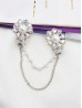 Clip on Rhinestone & Pearl Flower Brooch/Sweater Link Clip