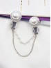 Clip on Rhinestone & Pearl Brooch/Sweater Link Clip