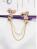 Clip on Rhinestone & Pearl Bow Brooch/Sweater Link Clip