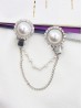 Clip on Rhinestone & Pearl Brooch/Sweater Link Clip