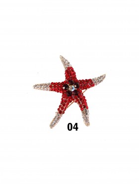 Starfish Rhinestone Brooch