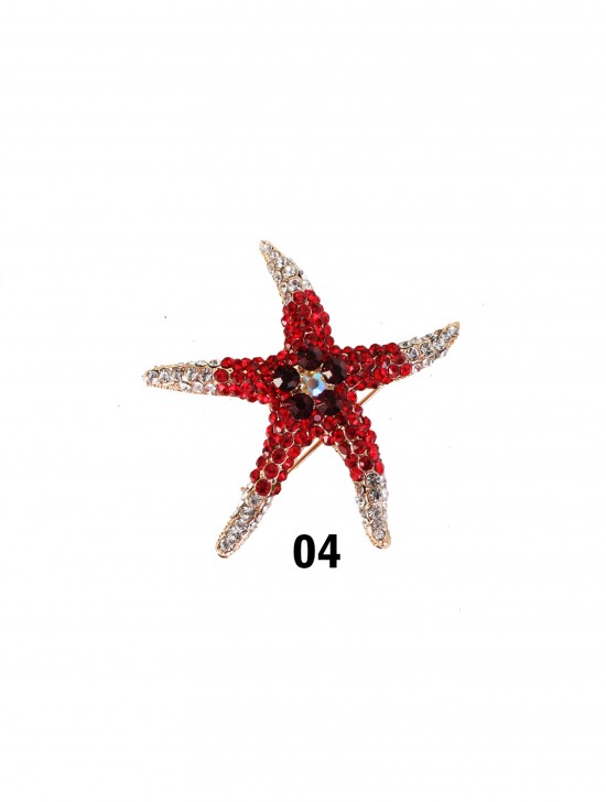 Starfish Rhinestone Brooch