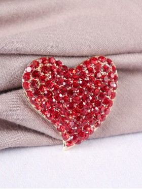 Heart Shaped Rhinestone Brooch