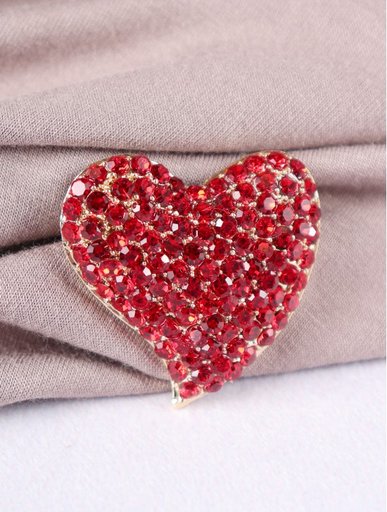 Heart Shaped Rhinestone Brooch