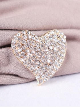 Heart Shaped Rhinestone Brooch