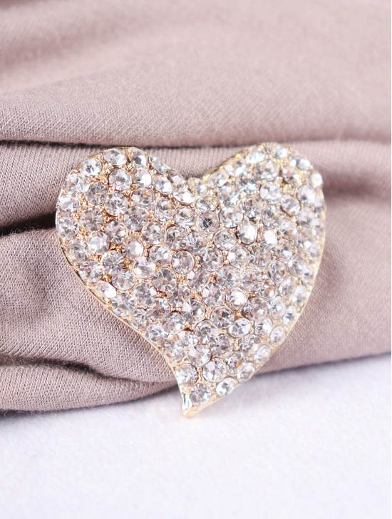 Heart Shaped Rhinestone Brooch