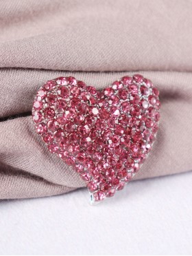 Heart Shaped Rhinestone Brooch