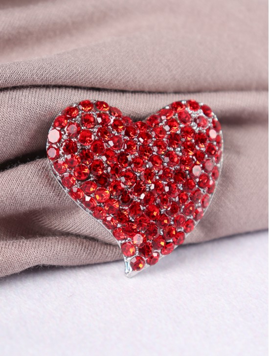 Heart Shaped Rhinestone Brooch