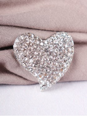 Heart Shaped Rhinestone Brooch