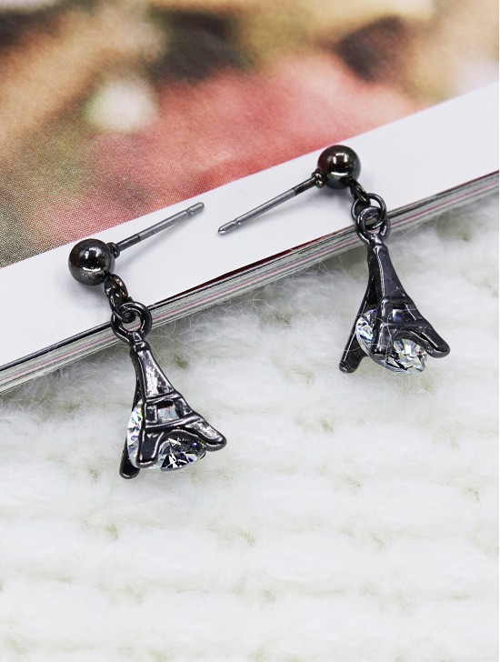 Rhinestone Eiffel Tower Drop Earrings