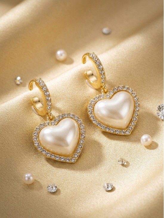 Rhinestone Heart Design Earrings Rhinestone Heart Design Earrings