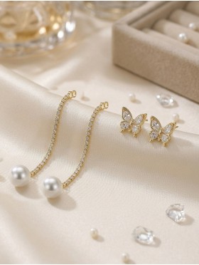 Butterfly Earrings W/Pearl