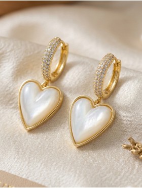 Rhinestone Heart Design Earrings