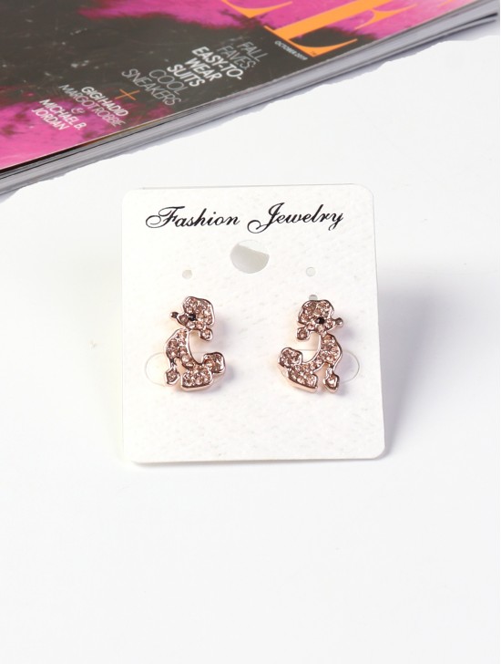 RHINESTONE STUD POODLE EARRING