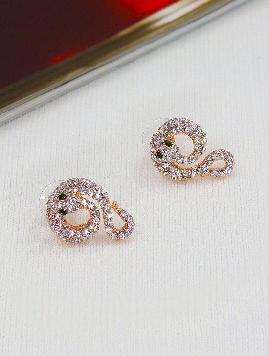 RHINESTONE SNAKE STUD EARRING