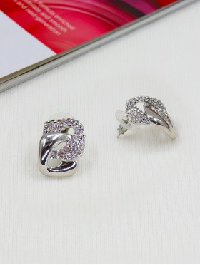 LINK RHINESTONE STUD EARRING