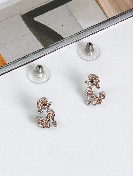 RHINESTONE STUD POODLE EARRING