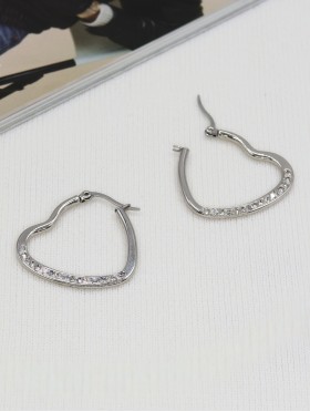 HEART HOOP RHINESTONE EARRING