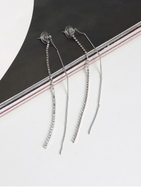 Rhinestone Long Drop Earring