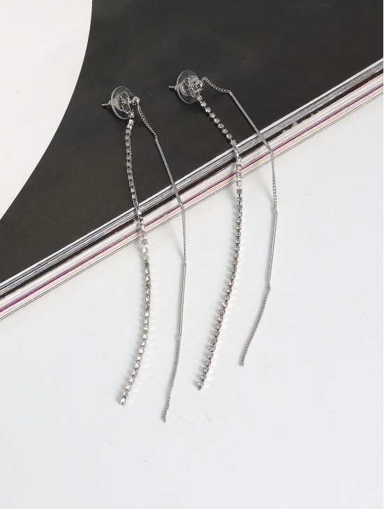 Rhinestone Long Drop Earring