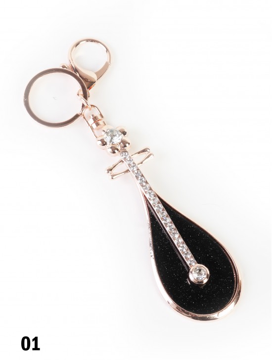 Lute Keychain W/ Rhinestone