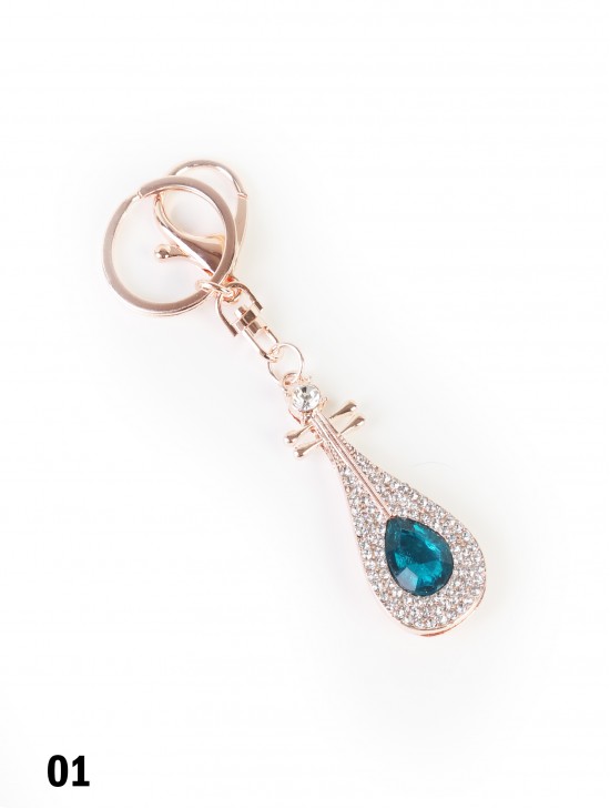 Lute Keychain W/ Rhinestone