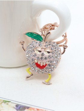 Rhinestone Apple Design Keychain  Rhinestone Apple Design Keychain