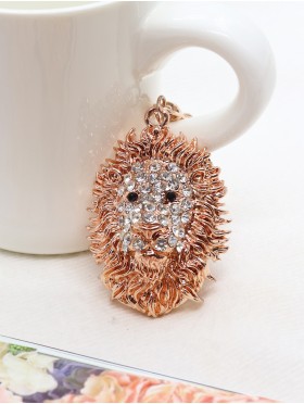 Rhinestone Lion Design Keychain  Rhinestone Lion Design Keychain