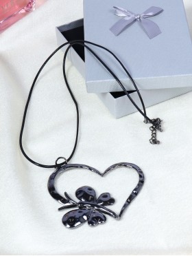 Rope Necklace W/ Heart and Butterfly with gift box