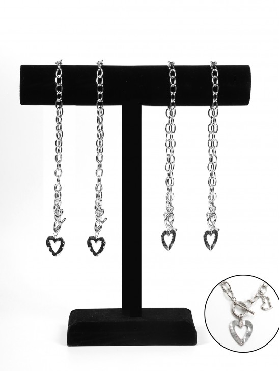 Buy 4 Heart Iron Chain Necklaces get 1 Bar Display free