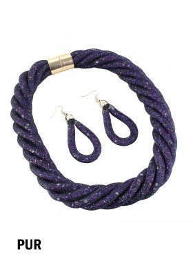 SPARKLE TUBE TWIST NECKLACE AND EARRING SET