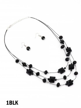Fashion Mixed Beads Necklace and Earrings Set